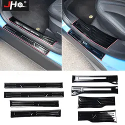 JHO Stainless Steel Door Sill Scuff Plate Pedal Entry Guard Protector Cover For Ford Mustang Mach-E 2021 2022 Car Accessories