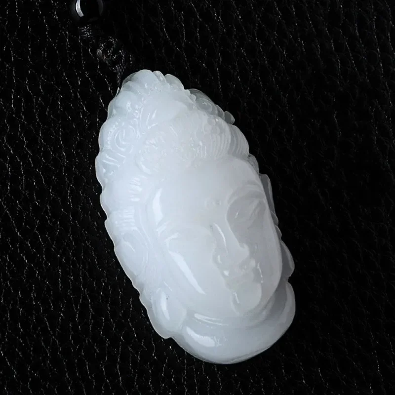 

Natural Afghan White Jade Guanyin Head Hand Carved Pendant Fashion Jewelry Men's and Women's Necklaces Gift Accessories