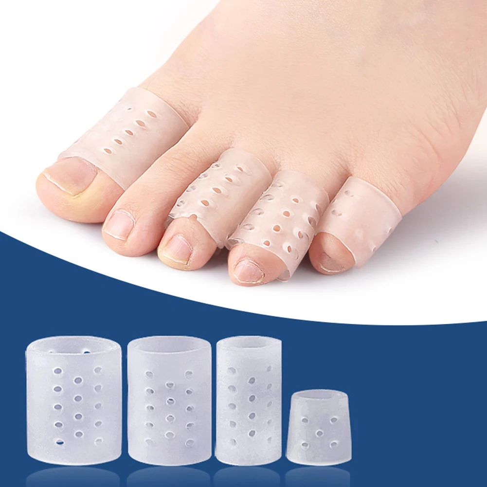 2 Pcs Toe Protector Transparent Silicone Toe Sleeves Breathable Toe Tubes for Bunion Corns Hammer Toe Blisters Calluses