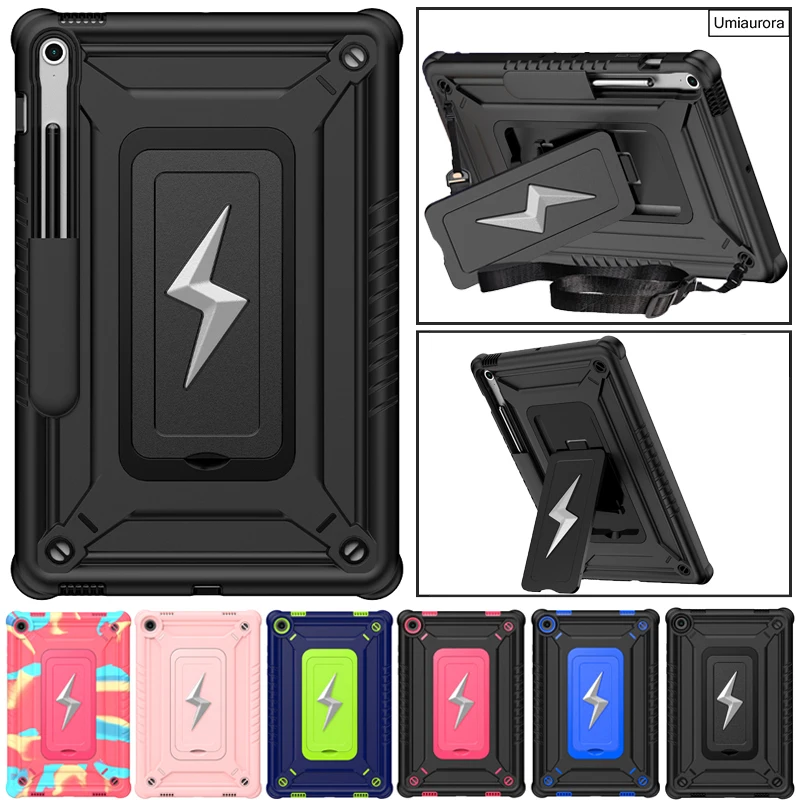

For Samusng Tab S7 S8 S9+ S10+ FE+Plus SM-X620 12.4" SM-X820 X610 T970 X520 Shockproof Armor Cover Stand Strap Tablet Case Funda