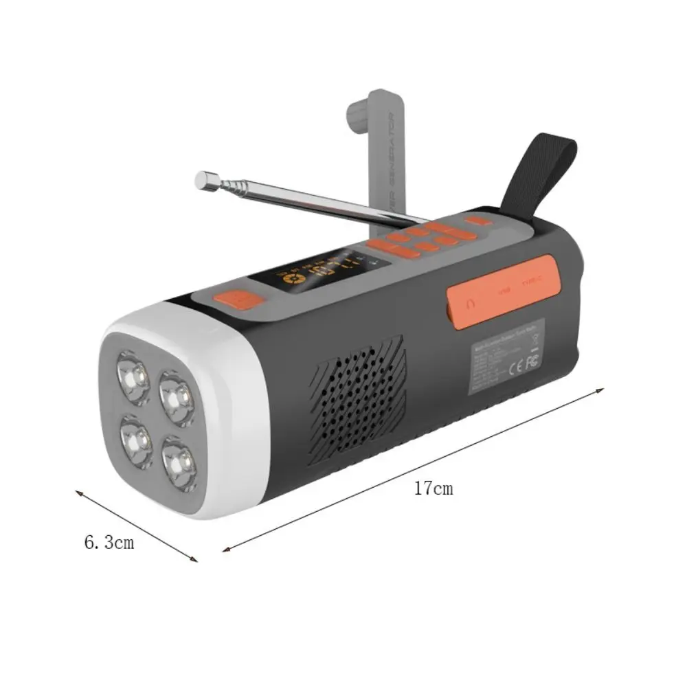 Radio di emergenza solare di sicurezza FM AM altoparlante Bluetooth Wireless portatile torcia multifunzionale a manovella in plastica all'aperto