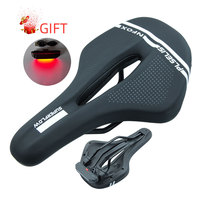 PLSELIS Road Saddle MTB Bicycle Seat With Warning Taillight USB Charging Mountain Cycling Racing PU Breathable Soft bike Cushion