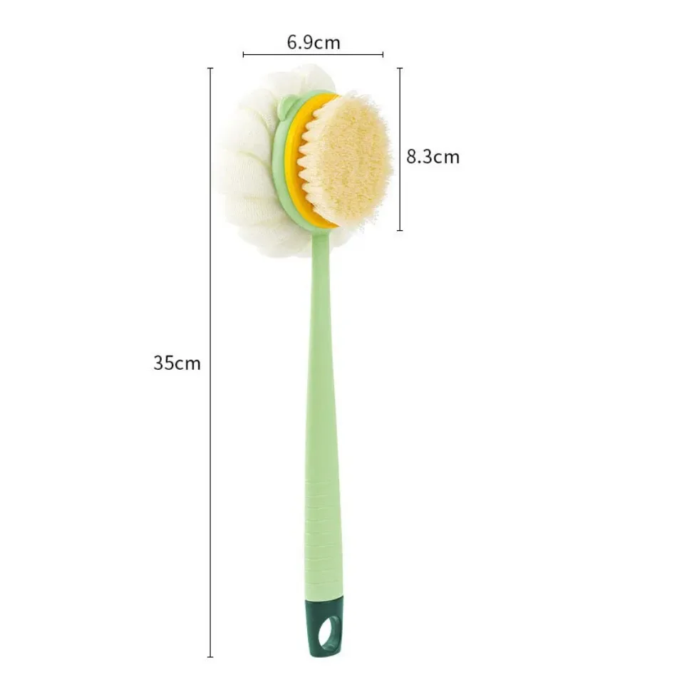 Luffa-Rückenbürste mit langem Griff, Dusch-Körperbürste mit weichem Netzschwamm für Damen, zur Hautpeeling-Badewanne, Massage-Badeschwamm – Detail 7