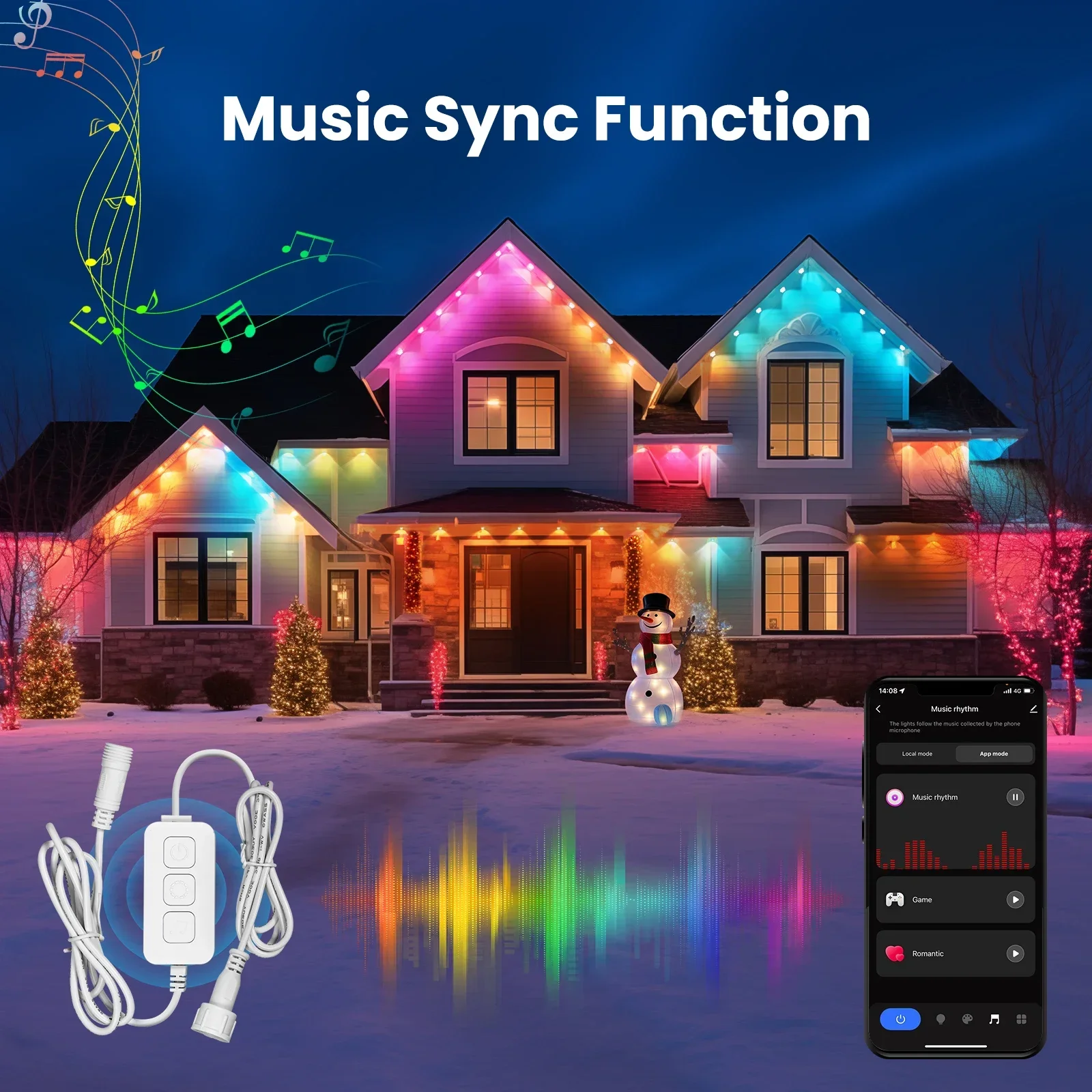 MOES-Smart Eaves String Luzes LED para exterior, IP67 impermeável, cor RGB, controle remoto RF, Alexa, Google Home, Wi-Fi, Tuya, 1600 milhões