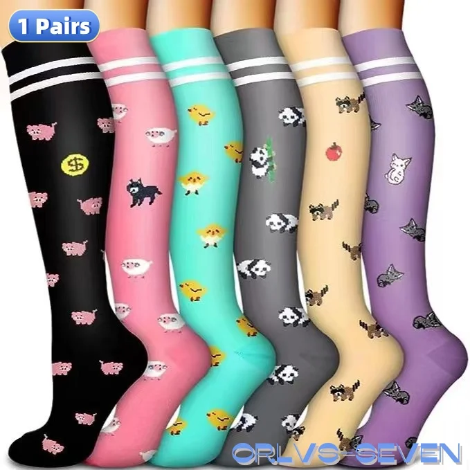 1Pairs 58 StylesNew Flower Animals Compression Socks for Leggings Breathable Running Pressure Soccer Adult Socks Pressure Socks