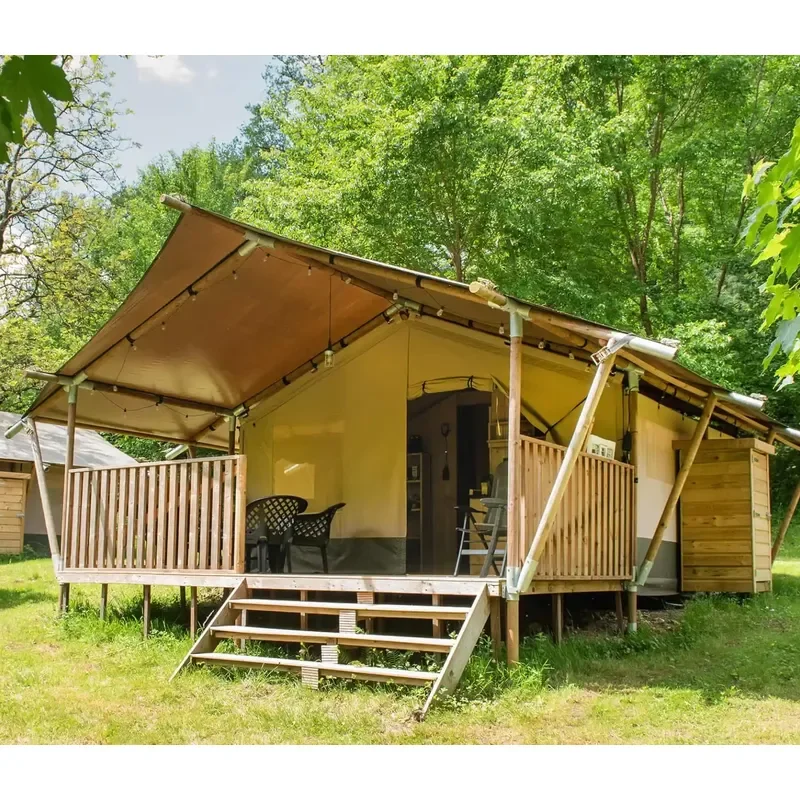Tourle Wild Hotel Tent Double Thickened Wooden Outdoor Glamping Tent Camping Safari Tent All Season