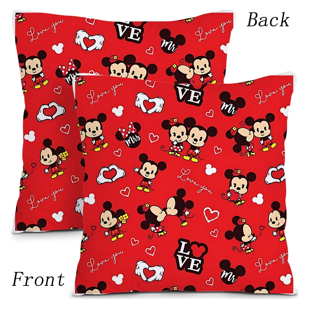 Cartoon couple Mickeys Minnies Pillow Covers Cartoon Sofa Decorative Home Double-sided Printing Short Plush Cute Cushion Cover view 4