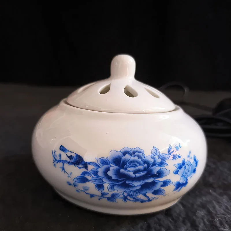 Peony 220V Timed Temperature Regulation Electricity Incense Burner Ceramic Reed Diffuser Essential Oil Furnace Home Decor