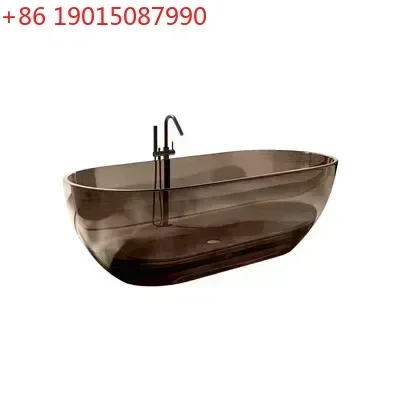 y Transparent bathtub Color crystal resin Thin edge Independent goose egg shaped hotel Artificial stone bath