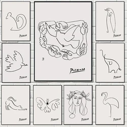 Pablo Picasso Minimalist Animal Line Art Abstract Posters Prints Canvas Painting Wall Art Picture Living Room Home Decor