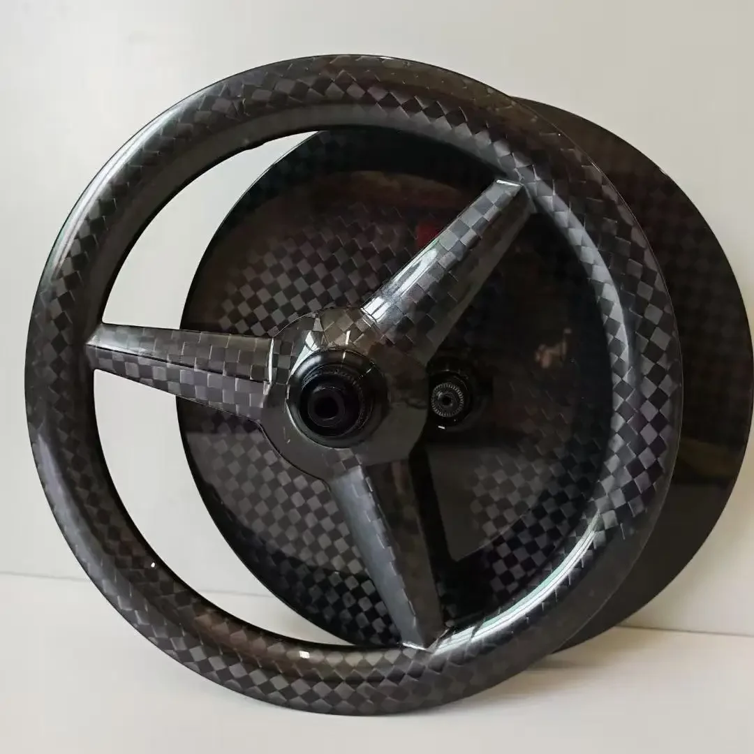 

16 Inch Carbon Road Folding Bike Wheelset for Brompton Bike 25mm Width 35mm Depth Front 3 Spokes Rear Disc Wheel 25mm Depth