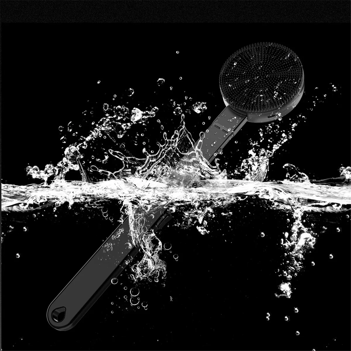 ABXHA Vibrating Back Scrubber with Retractable Handle, Rechargeable Silicone Body Brush,Household Bath Brush