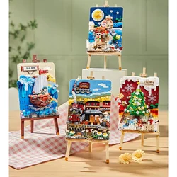 Loz Mini Animals Landscape Drawing Board Building Blocks Christmas Train Puzzle Assembly Model Toy Bricks Children Birthday Gift