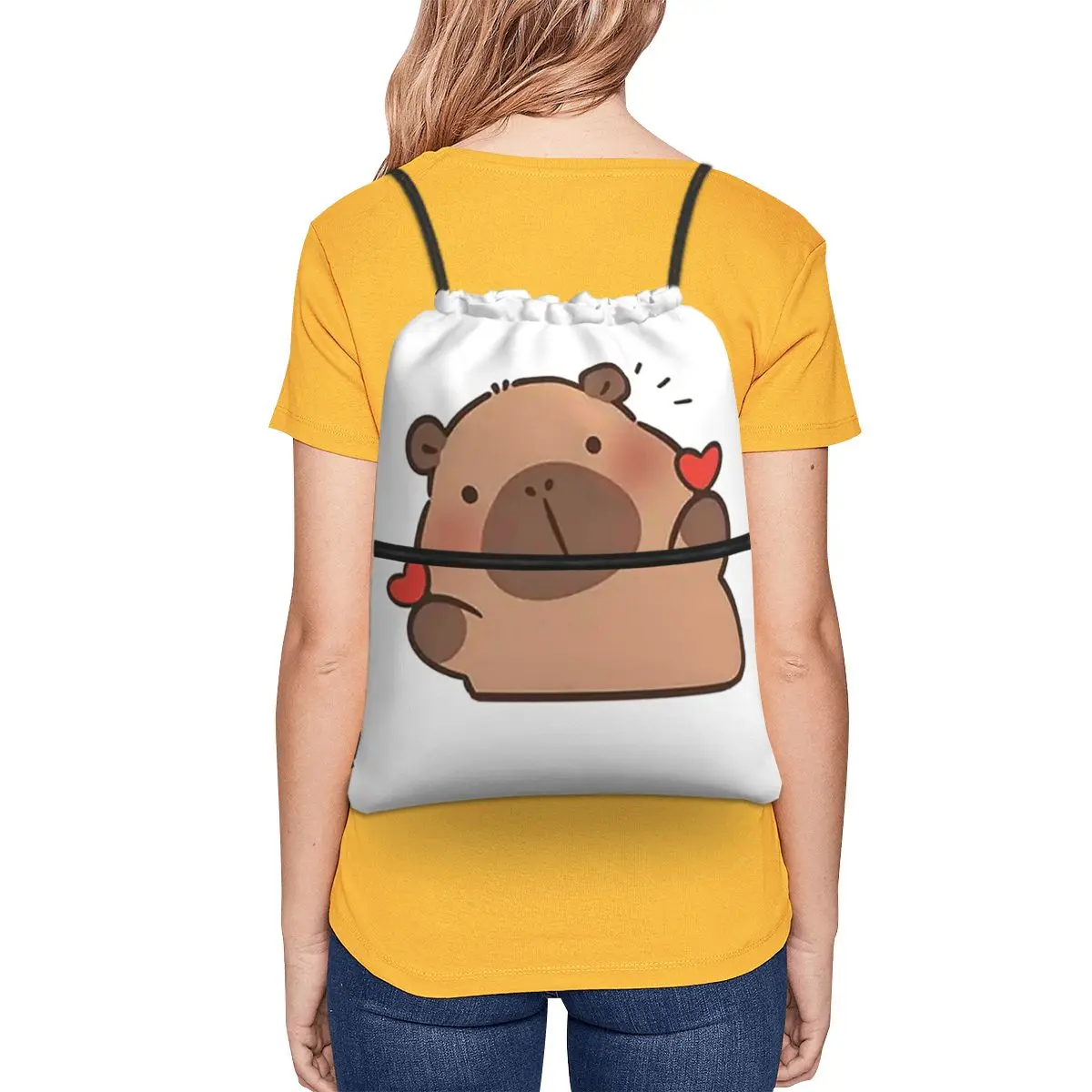 Cute Capybara Be Cappy Backpacks Fashion Drawstring Bundle Pocket Storage Bag Book Bags for Man Woman Students