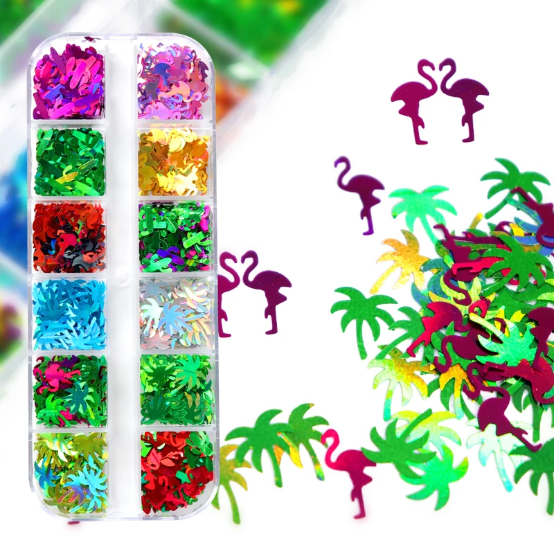 UV Epoxy Resin Filling Flamingo Coconut Tree Sequins Filler For Silicone Mold Glitter Crafts DIY Summer Beach Pendant Keychain