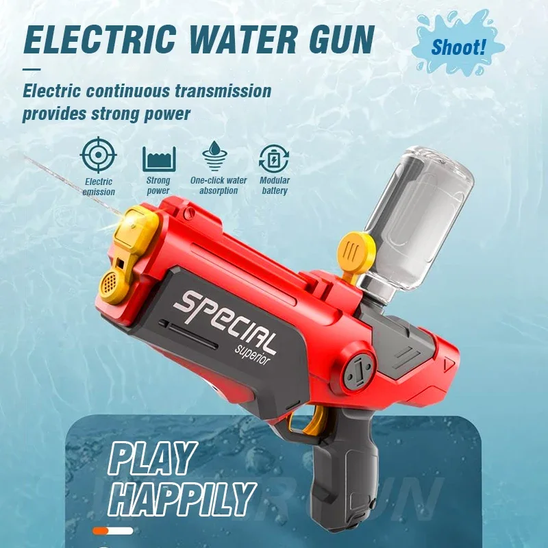 Elektrische Wasserpistole für Erwachsene, automatisch, leistungsstark, leistungsstarkes Sprühlicht-Up-Spielzeug für Kinder, Spielen im Freien, Kindergeburtstagsgeschenke