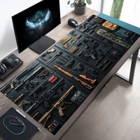Gun Large Gaming Mouse Pad XXL gaming Desk pad Non-Slip Rubber Comfortable Keyboard Mouse Stitched Edges for Home game office