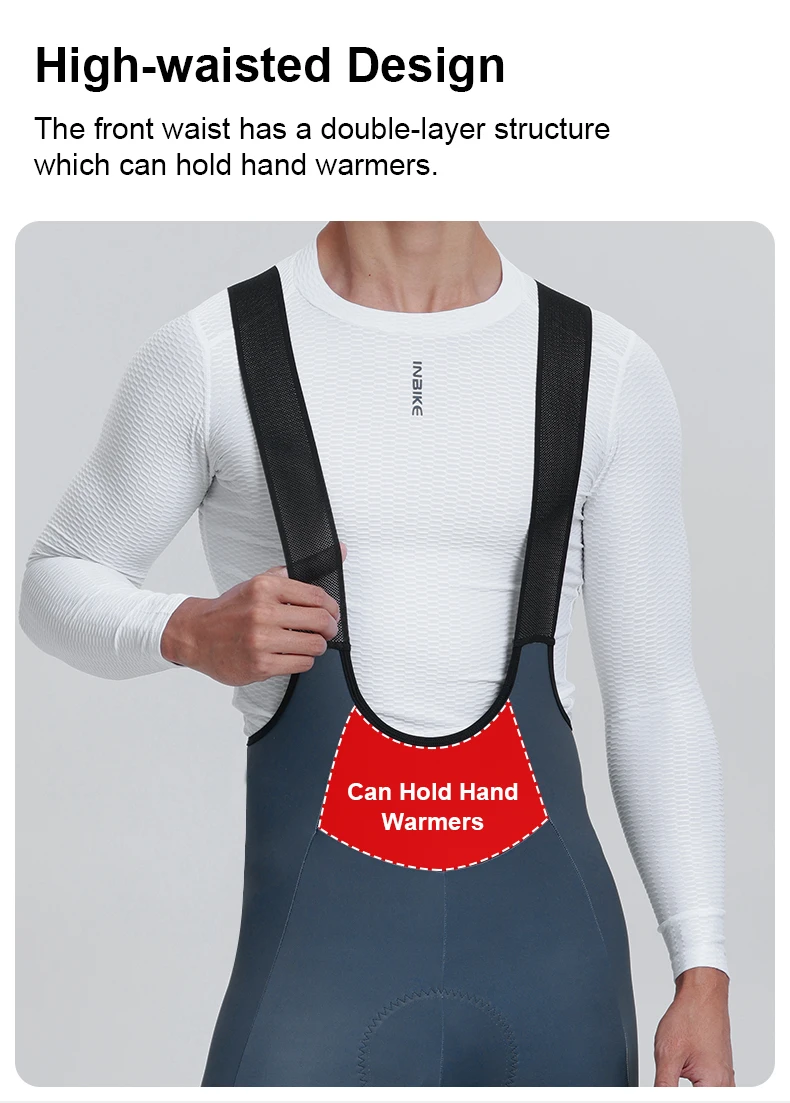 INBIKE Fleece Rennrad Trägerhose für Herren Winter Thermo Radfahren Träger Winddicht Radfahren Fahrradhose MTB Fahrradbekleidung Mann – Detail 10