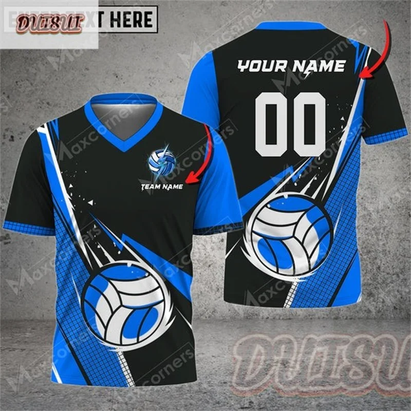 Women's New Volleyball Suit Custom Name And Number Suitable For Unisex Clothing 3D Printed Men's V-neck T-shirt Fashion Shirt
