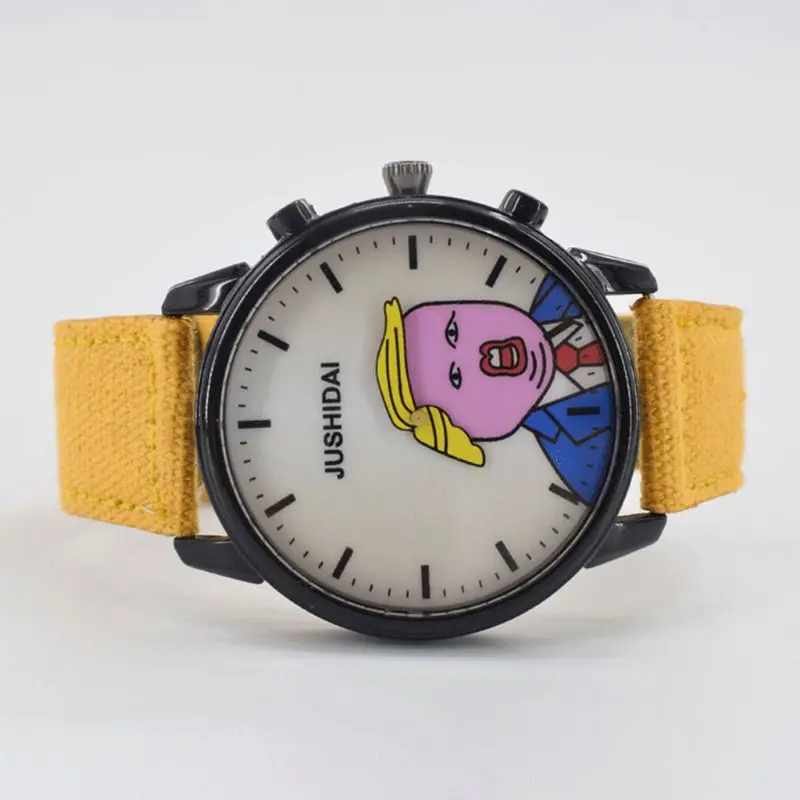 Novelty Mens Watch Fashion for Creative People Face Watches Hair Yellow Watch Strap for Men Women