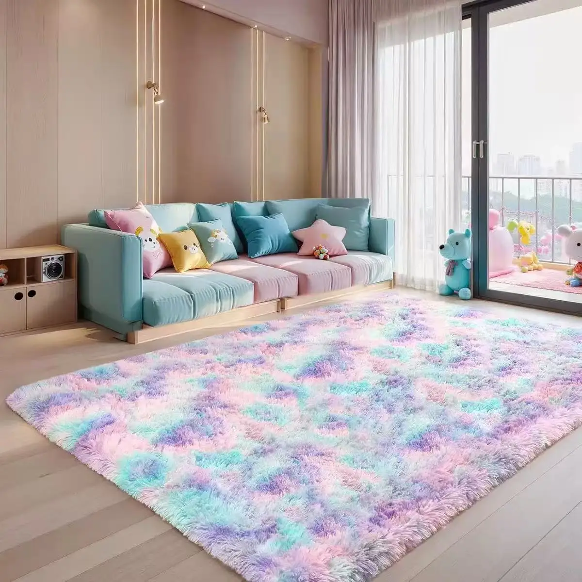 Nordic Ins Wind Tie-dye Schrittweise Ändern Seide Plüsch PV Plüsch Wohnzimmer Kaffee Tisch Matratze Nacht Schlafzimmer Esszimmer teppich