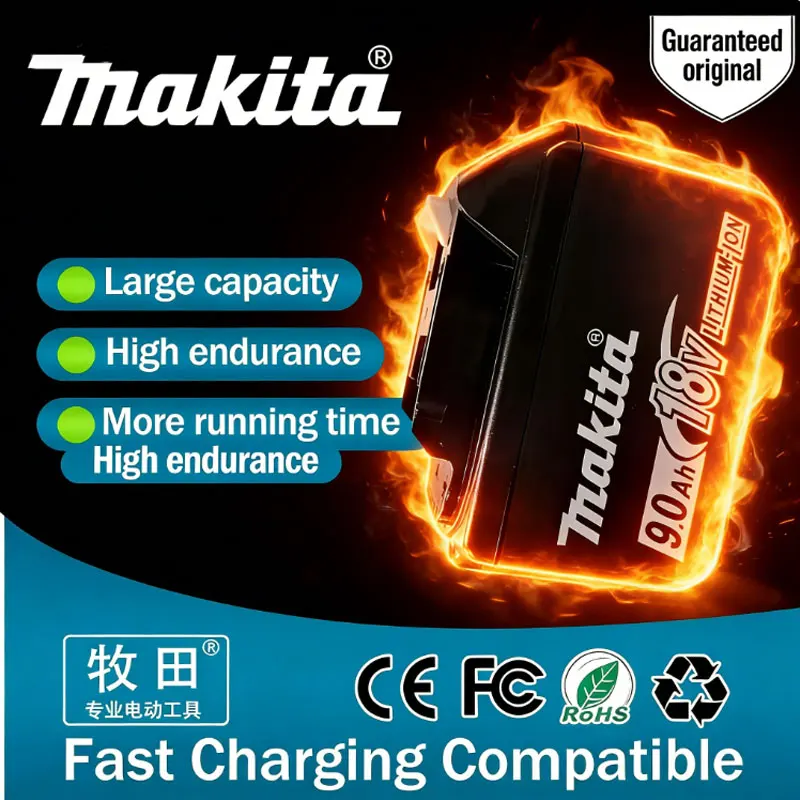 hot selling 18v tools battery, 100% Authentic Makita 9000mAh battery replaceable DHR202 DJV182 DDF487 DTW700 DGA404 DTD173