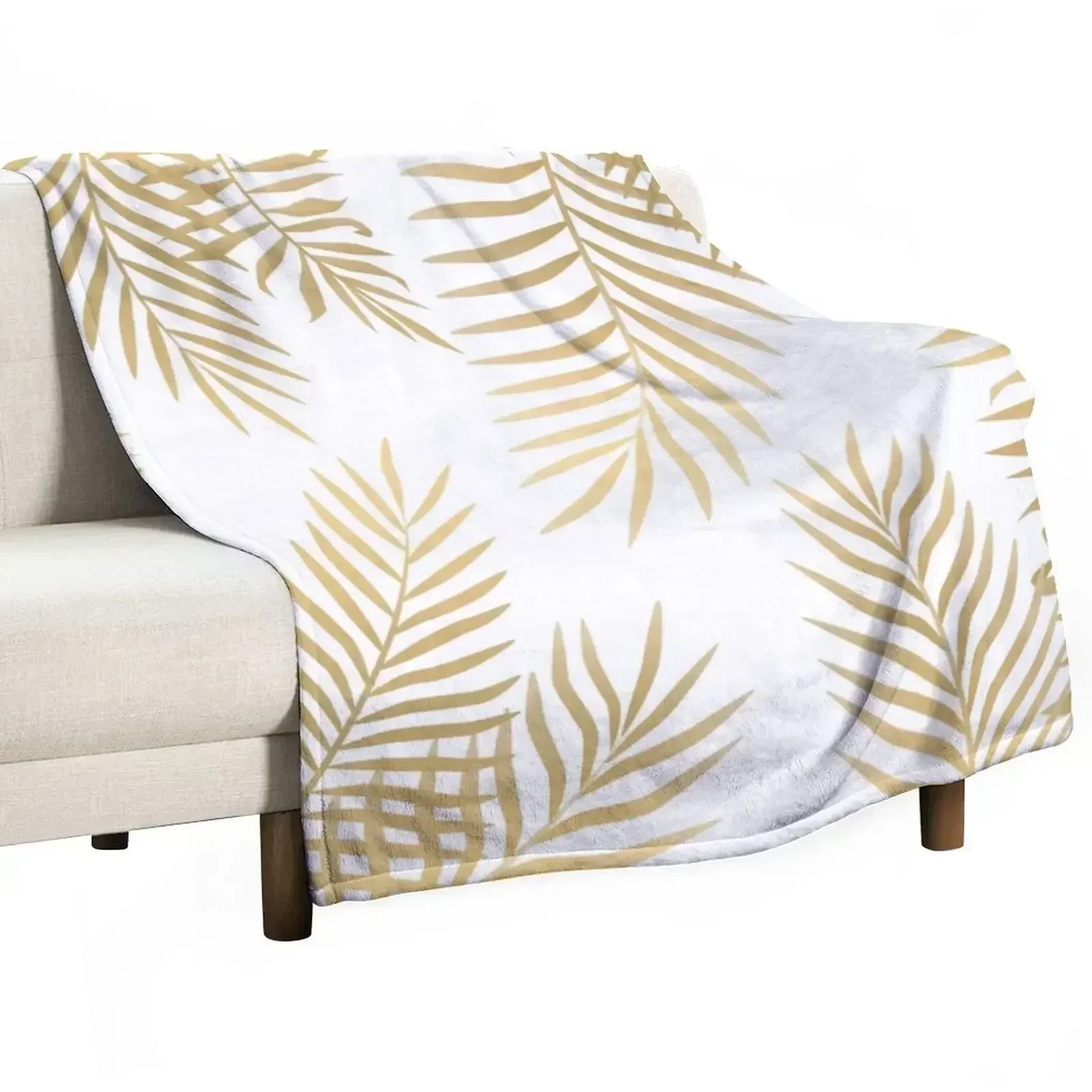 

Gold palm leaves Throw Blanket Flannel Heavy Moving Blankets