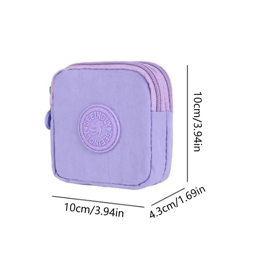 Letter Short Zipper Coin Purse Large Capacity Nylon Double-layer Wallet Card Holder Storage Bag Simple Storage Bag Female/Male