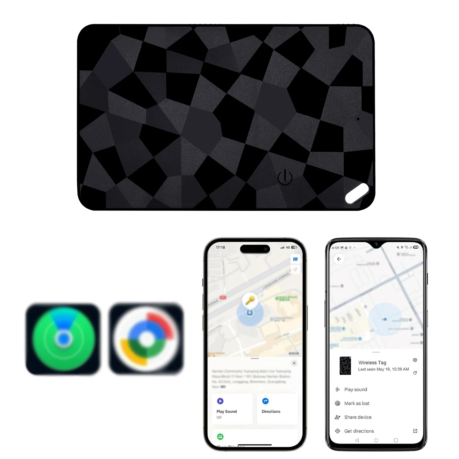 1pc Dual-System Card Tracker Compatible for Find Hub/Find My App Tracker Compact Wallet/Keychain Tracker for Smartphones Pet Key