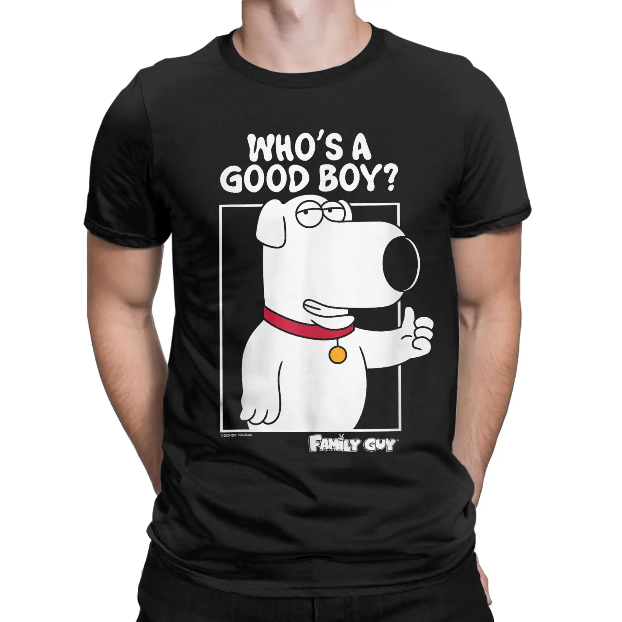 Families Guys Brian Griffin T Shirt Men 100% Cotton Funny T-Shirt Crewneck Who's A Good Boy Tees Short Sleeve Clothing Original