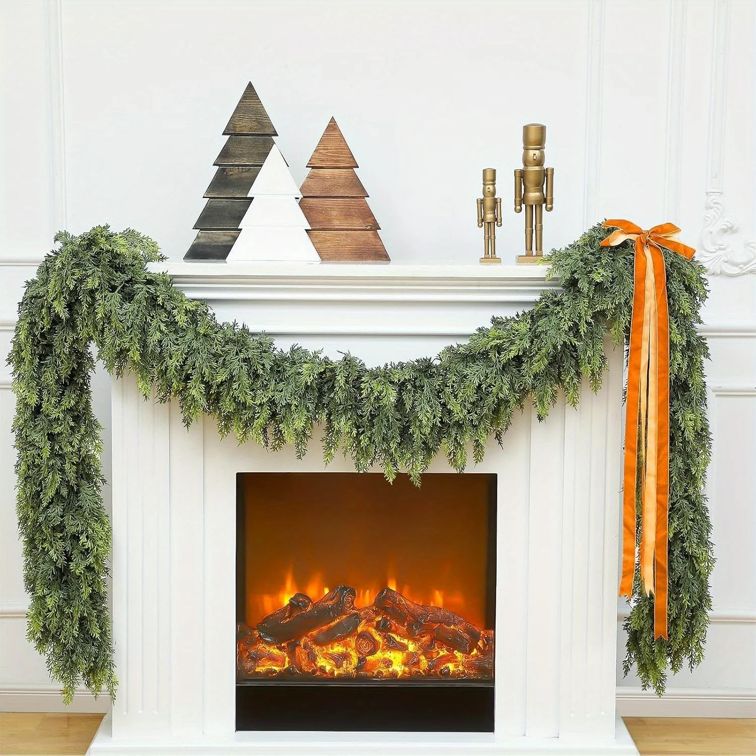 

180/270cm Christmas Garlands Norfolk Pine Garland Real Touch Artificial Faux Greenery Garland for Holiday Indoor Outdoor Decor