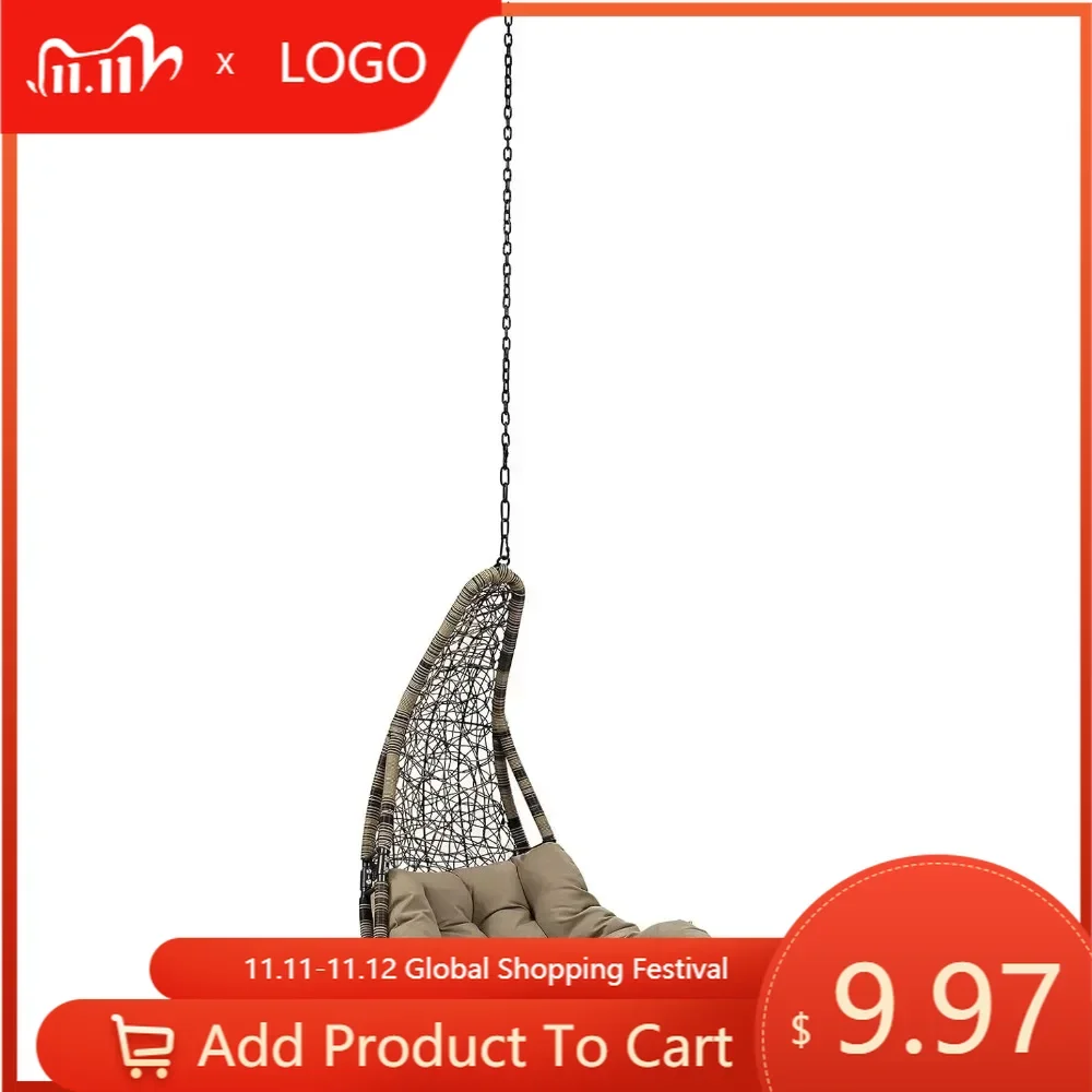 Abate Outdoor Patio Swing Chair Without Stand, Black Mocha