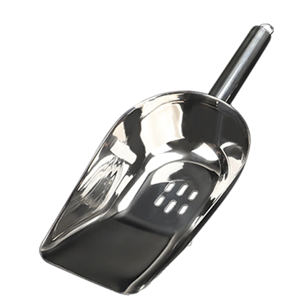 

Stainless Steel Kitchen Supply Metal Shovel Food Scoop Small Holes Food Ice Scoop Easy Storage