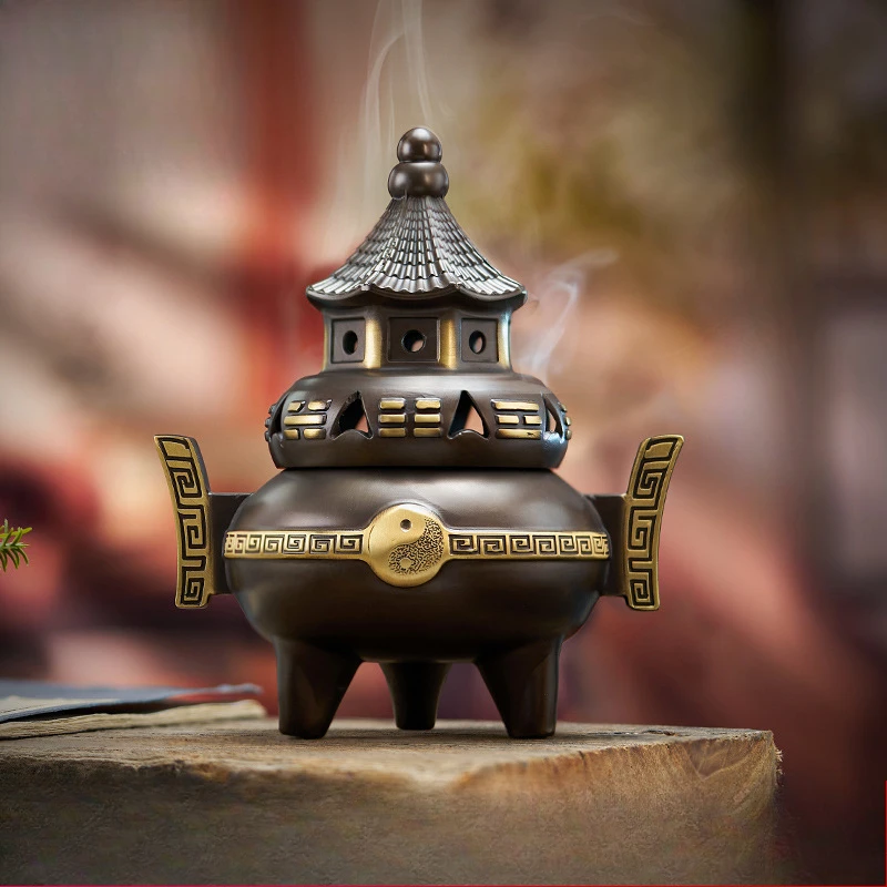 

Copper Incense Burner Tai Chi Eight Trigue Stove Household Living Room Tea Ceremony Decoration Aromatherapy Home Decoration