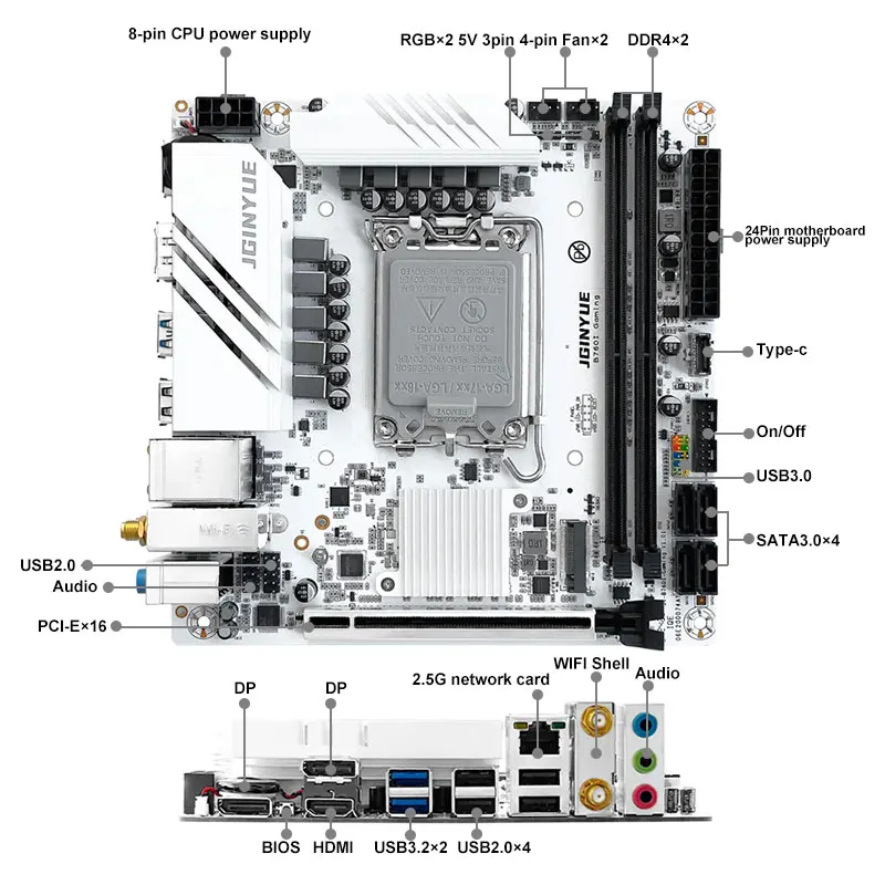 JGINYUE B760I GAMING ミニITXマザーボード LGA1700対応 第12世代・第