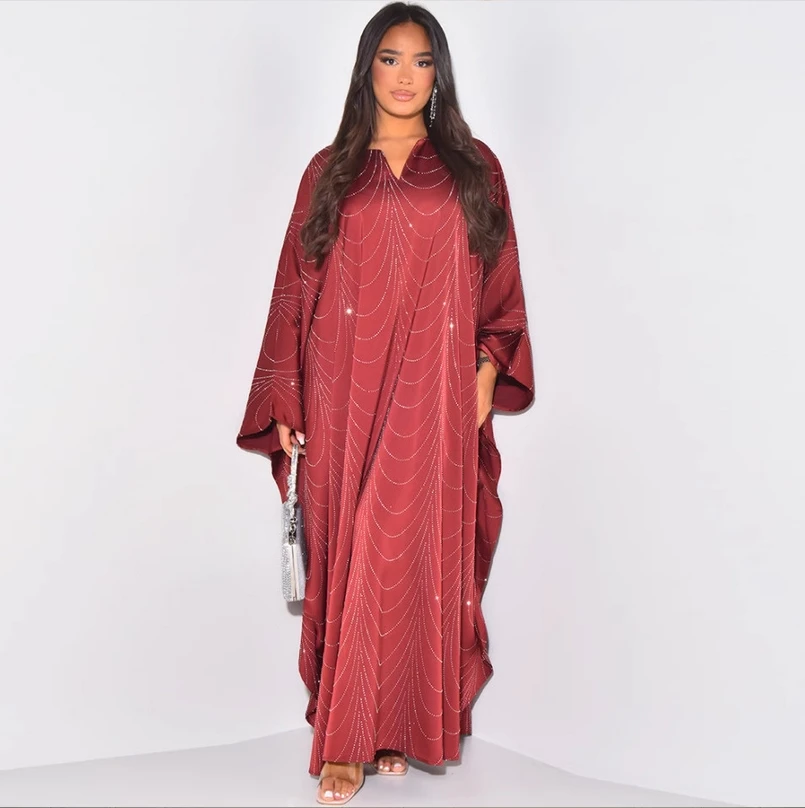 

Temperament Turkey Travel Middle East Spring/Summer New Women's Fashion Loose Hot Diamond Robe Dress Loose Comfortable