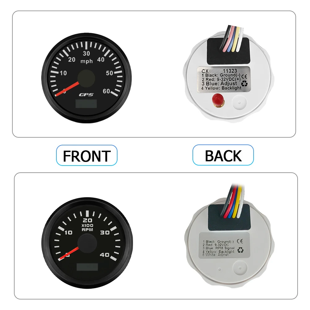 ELING 52mm (2'') GPS Speedometer 30 60 80 120 MPH + 3K 4K 6K 8K RPM Tachometer with Backlight for Motorcycle Ships Car