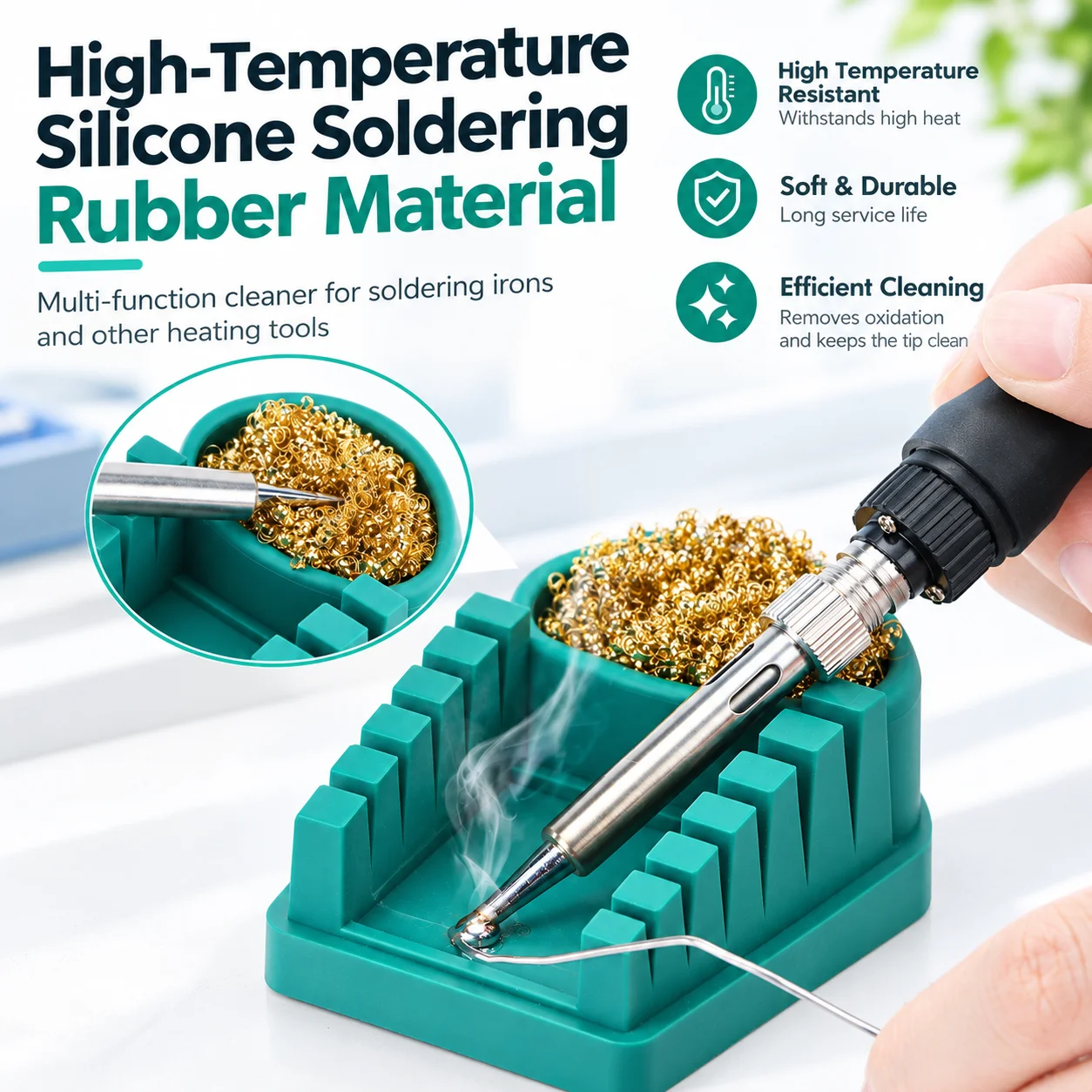 2-in-1 Silicone Wire Fixture With Soldering Iron Tip Cleaner Cable Wleding Bracket High-temperature resistant Wire Clamp Holder