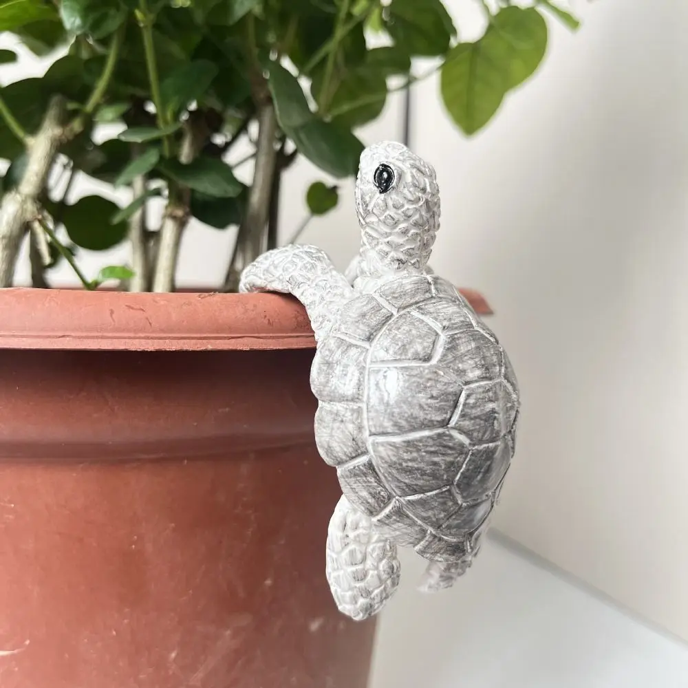 Funny Cartoon Sea Turtle Flowerpot Hanger Resin Handmade Hanging Turtle Statue Cute Animal Figurine Garden Yard Ornaments