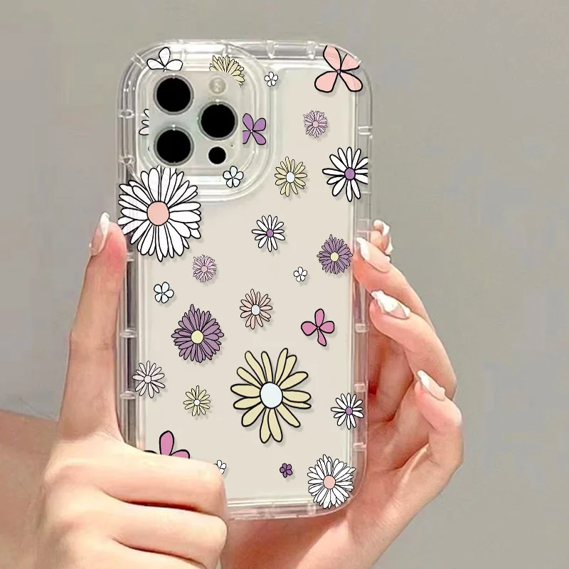 Flower Case For iPhone 17 16 15 Pro Case Funda iPhone 11 12 13 14 Pro Max 14 15 7 8 6 Plus SE 2020 X XR XS Max Clear Matte Cover