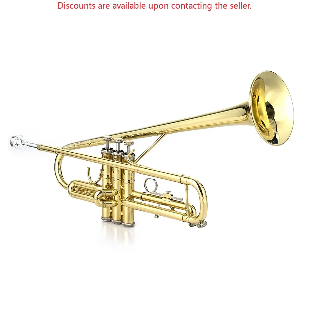 Professional JYTR409TB Gold Tone Trompeta Brass Body Lacquer Surface Trumpet with Tilted Bell Instrument