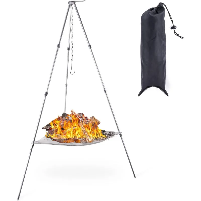 Hornillo Portátil para Exteriores, Horno de Camping con Trípode, Nuevo Hornillo de Camping Mejorado, Plegable, con Malla, para Acampar