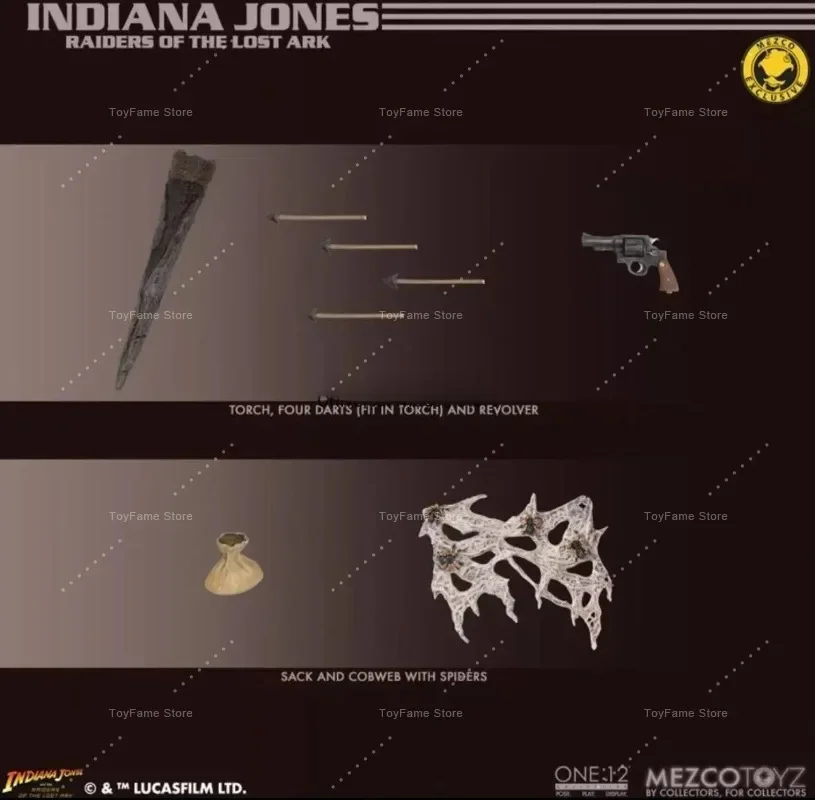 

In Stock MEZCO Raiders of The Lost Ark Indian Jones Ant Gold Label 1:12 Action Figure Collection Gift Ornaments