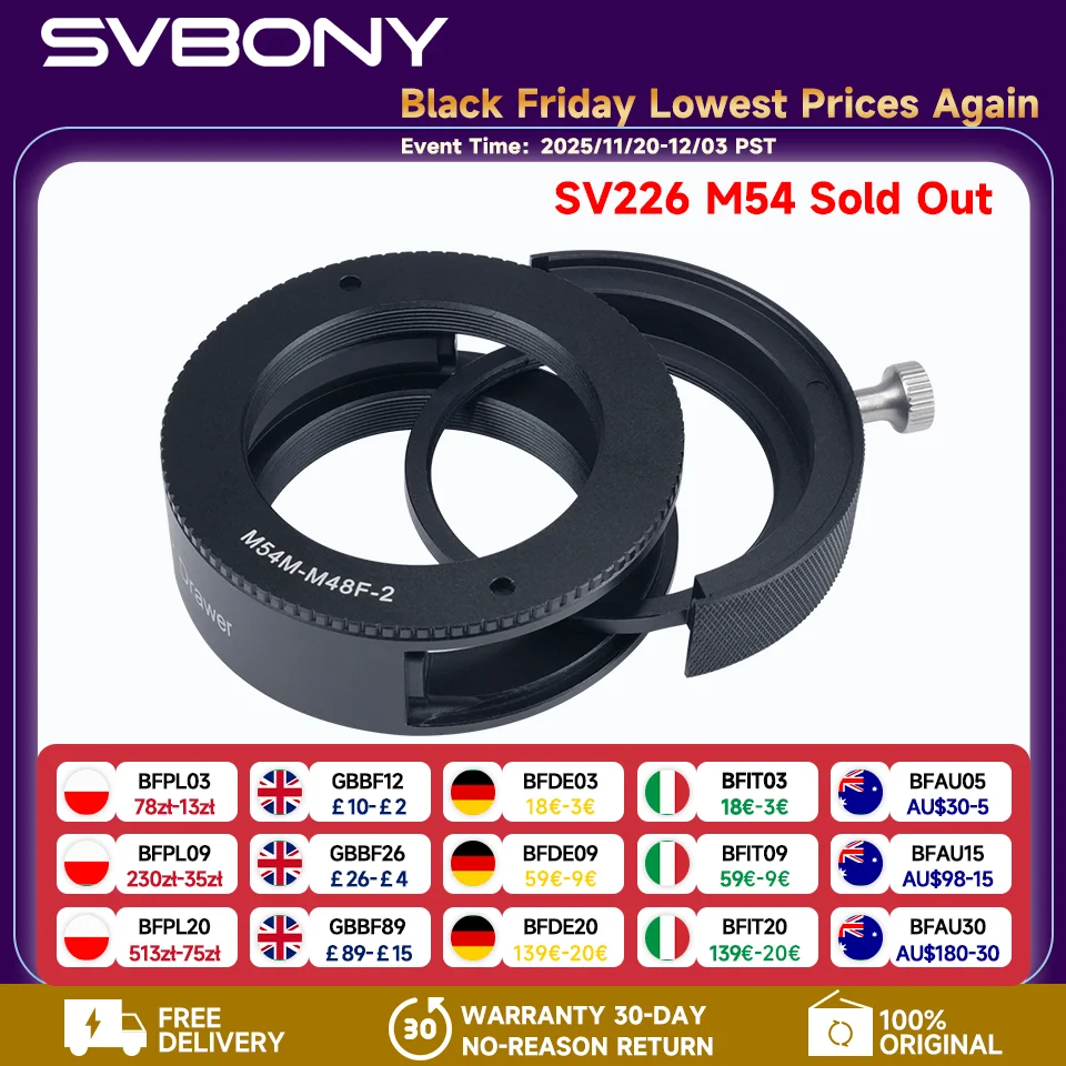 

Svbony SV226 M42/M54 Filter Drawer Double Magnet Reinforcement Dual-Holder Switching for Deep-Sky Telescope Photography