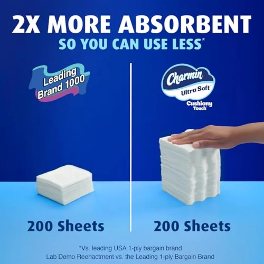 Carta igienica ultra morbida Cushiony Touch 18 Mega Rolls Famiglia = 90 Rotoli Regolari L'imballaggio può variare