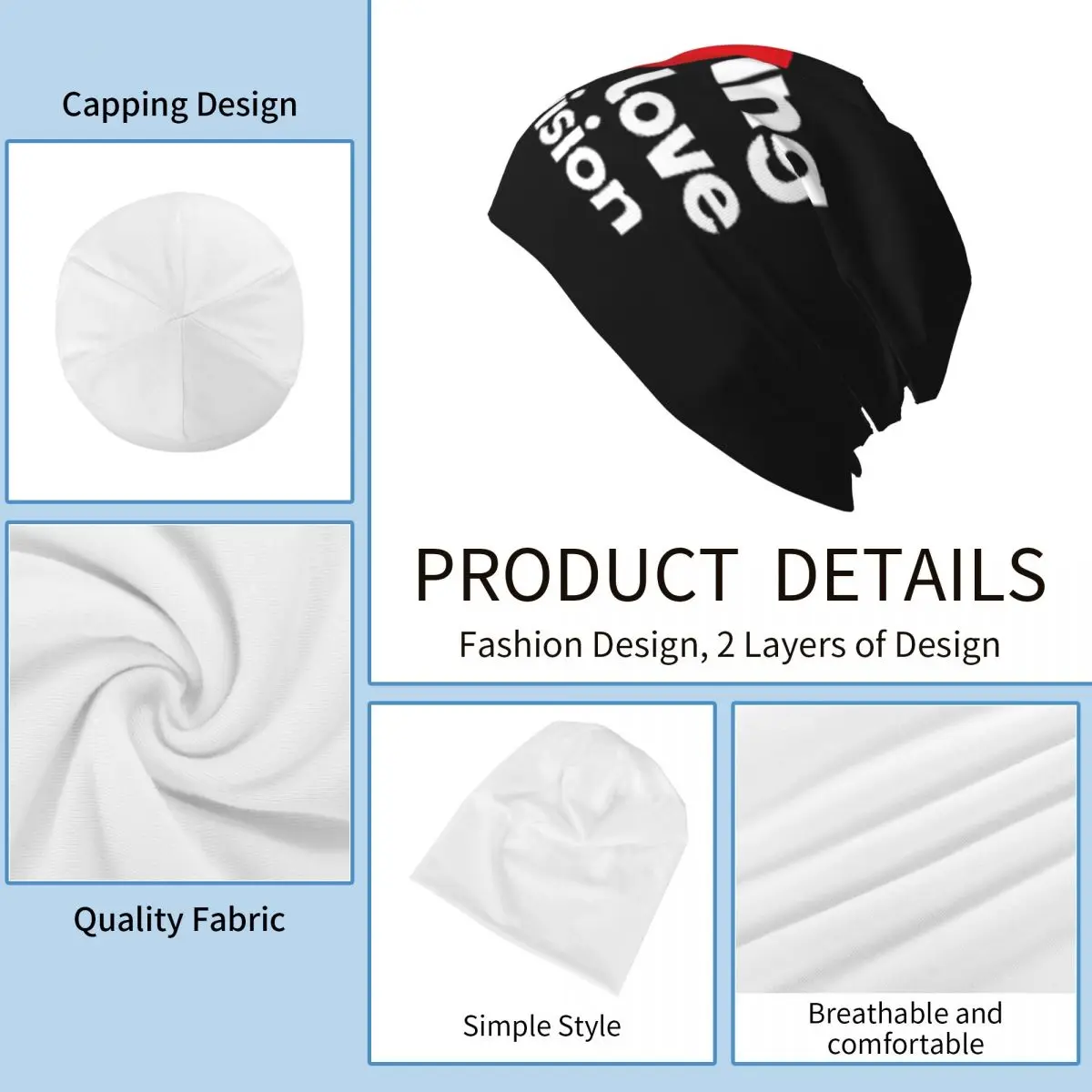 أنا أحب يوروفيجن - قبعات Skullies Beanies بنمط قوس قزح دافئة للخريف والشتاء في الهواء الطلق قبعة محبوكة قبعات بونيه للبالغين من الجنسين