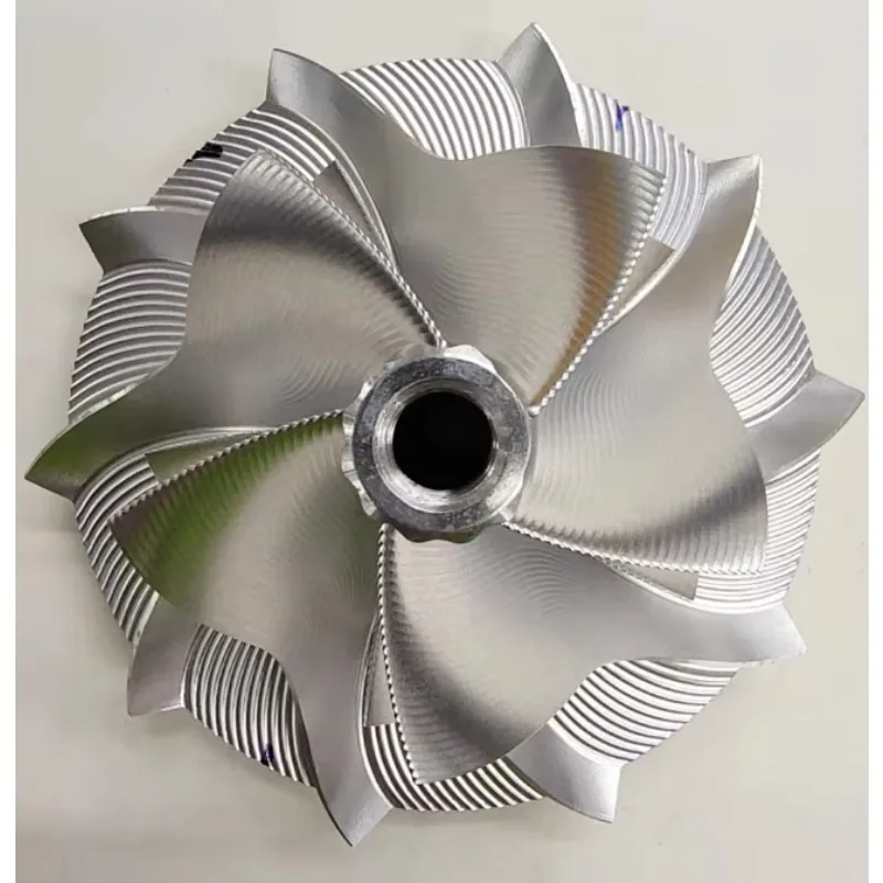 

S400 63,55/101,40 мм, 5 + 5 лезвий, точечное фрезерование, эффективная конструкция, гайки Dodecagon Turbo, алюминий 2618/колесо компрессора заготовки