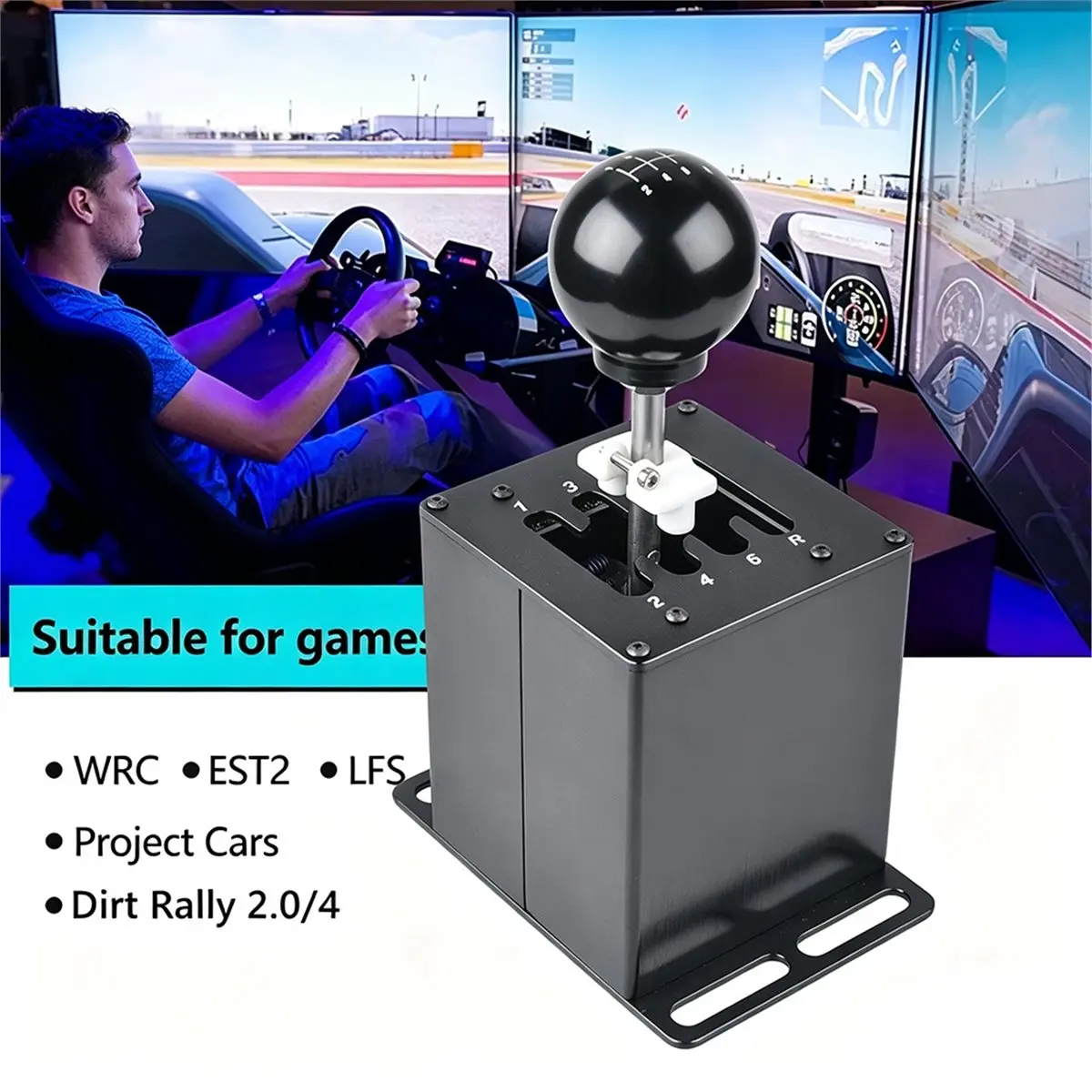 7+R PC Game Simulation Gear USB Plug and Play H Gear Shifter for Simulation Racing Game