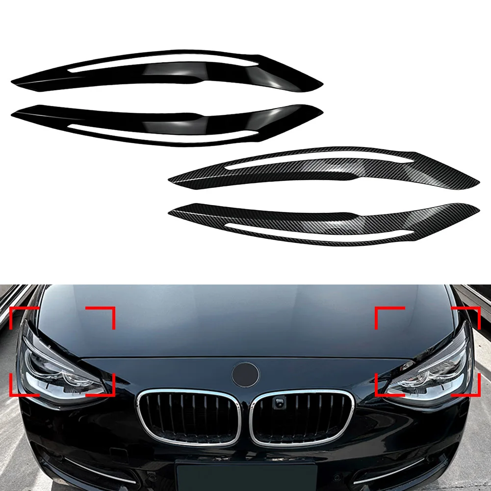 2Pcs Car Headlight Eyebrow Eyelids Cover Trim Decorative For BMW 1 Series F20 F21 Advance Version 2011 2012 2013 2014