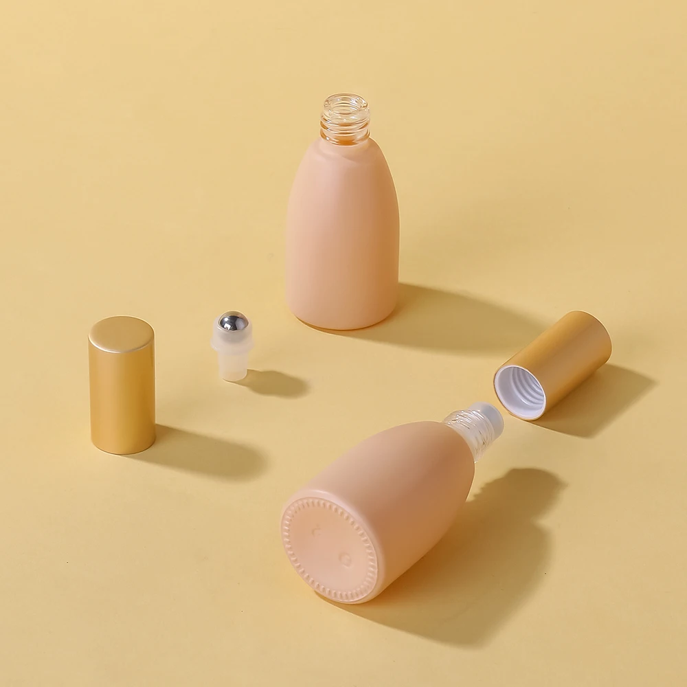 4pcs 12ml Glass Frosted Roll on Bottle Essential Oil Roller Bottles With Stainless Steel Roller Balls and golden painted lids